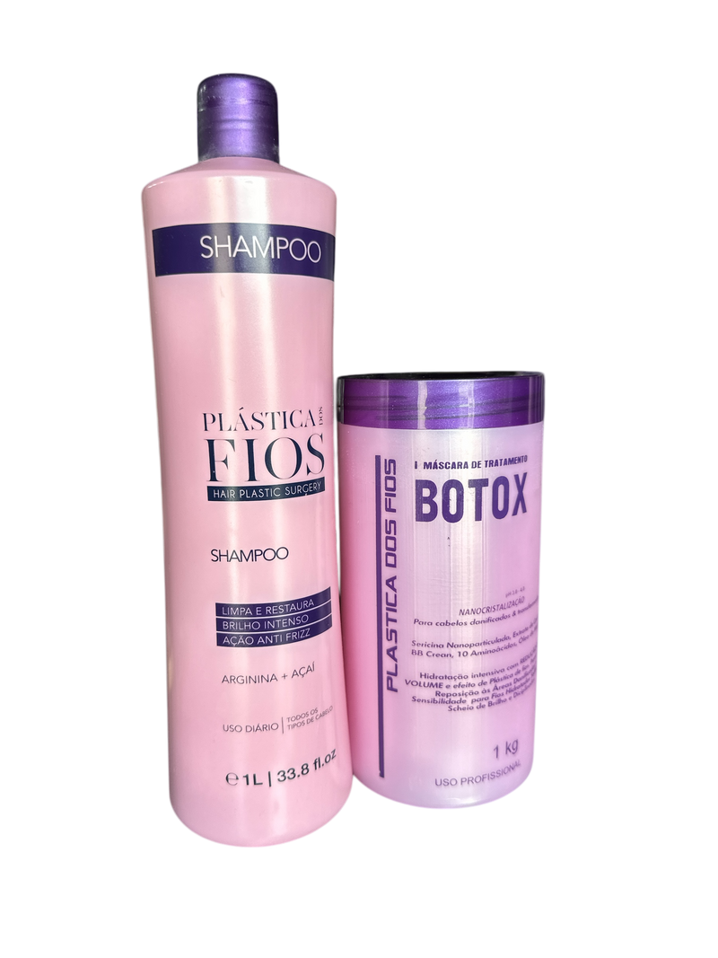 Plastica Dos Fios Deep Hydrating Kit Shampoo And Hair Btox 34oz 1000ml