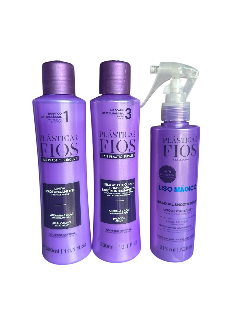 Cadiveu Plastica Dos Fios Sexy Hair Set. Detox Shampoo,Conditioner and Magic Fluid