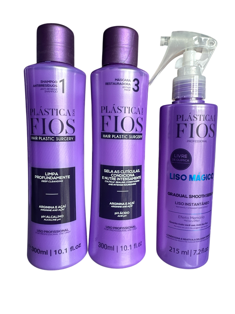 Cadiveu Plastica Dos Fios Sexy Hair Set. Detox Shampoo,Conditioner and Magic Fluid