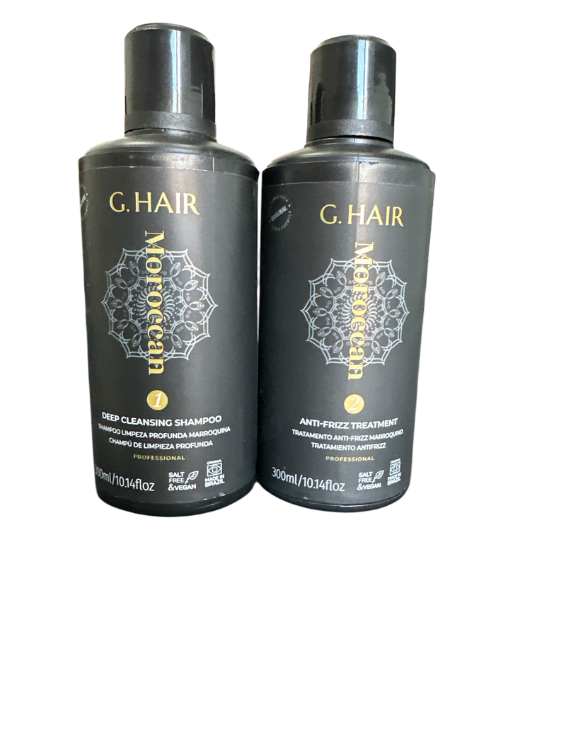 INOAR G HAIR ALISAMIENTO MARROQUINO BRAZILERO SHAMPOO Y QUERATINA 10 oz(300ml) .