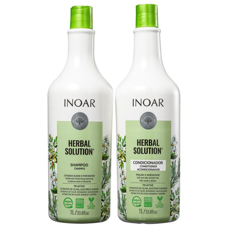 Inoar Herbal Solution Home Care Shampoo And Conditioner 35fl.oz  1000ml - Keratinbeauty