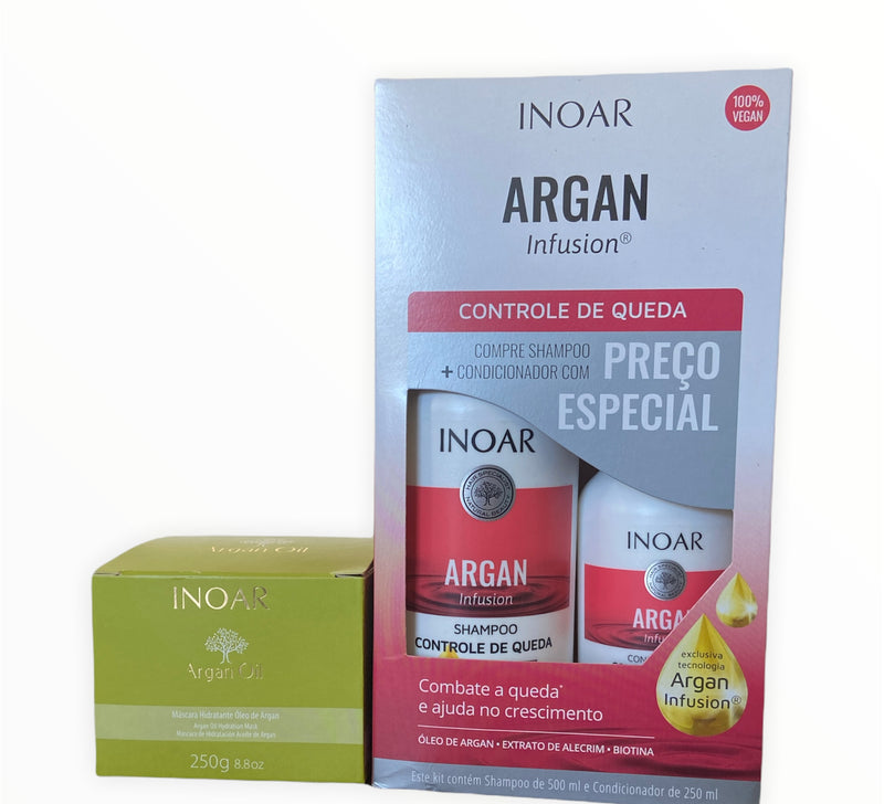 Inoar Argan Infusion Hair Fall Control Vegan Kit - Keratinbeauty